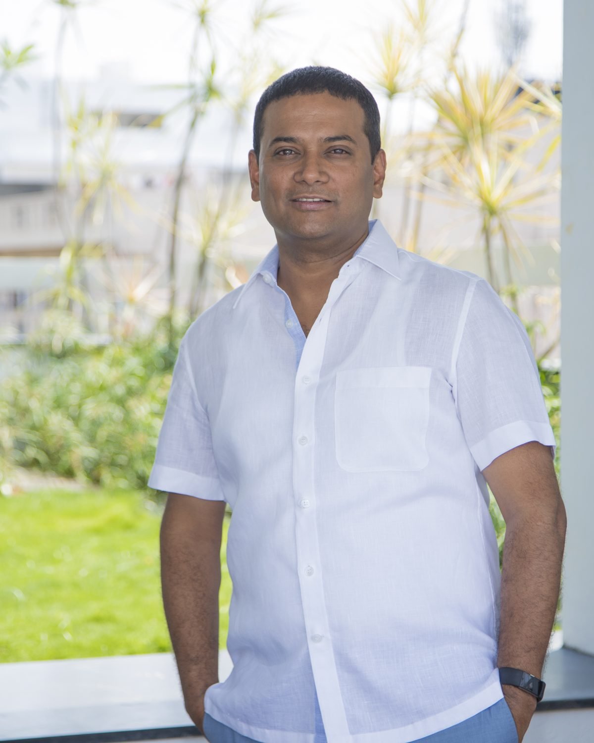 Mansoor Ali Khan on a garden terrace in Bengaluru.